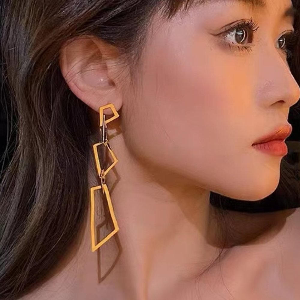 Temperament personality geometric metal earrings